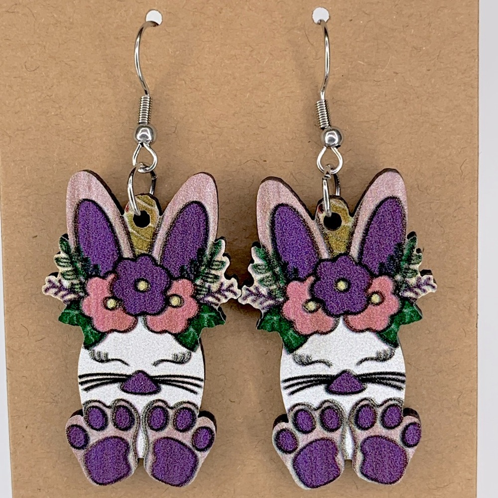 Light Weight Wooden Easter Dangle Earrings Fashion Jewelry